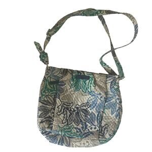 Vera Bradley Flower Pattern Blue Green Gray Women's Shoulder Bag Purse